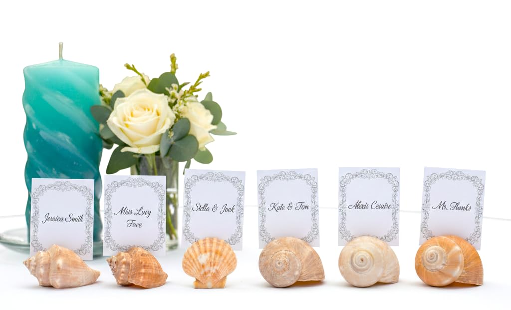 Starfish Place Card Holders set of 10 with seashell accents for beach weddings