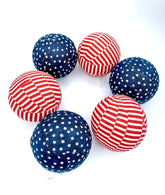 Red white stripe fabric wrapped ball decorative filler for bowls