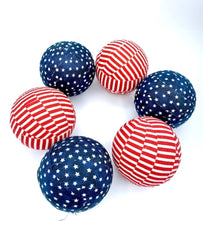 Red white stripe fabric wrapped ball decorative filler for bowls