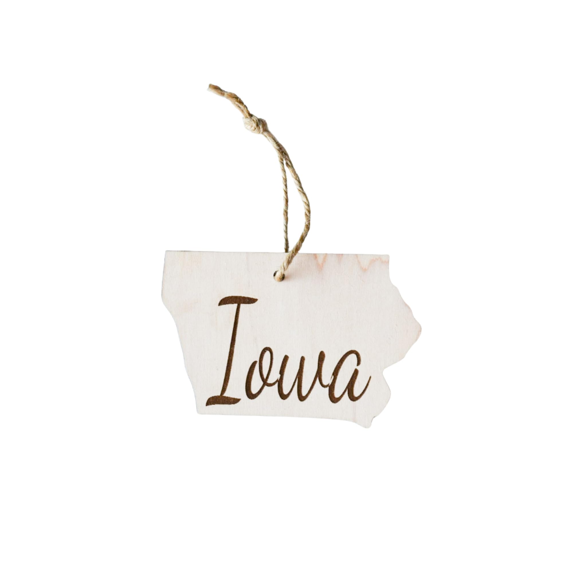 Iowa state Christmas ornament wooden