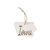 Iowa state Christmas ornament wooden