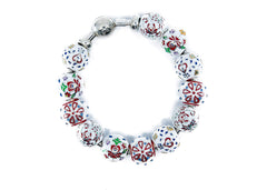 Matyo flower themed charm bead compatible with Pandora