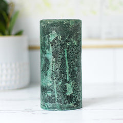 Handmade dark green textured pillar candle 4x6 by Still Water Candles