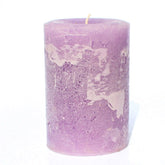 Still Water Candles light purple pillar candle 3x4 with rustic texture