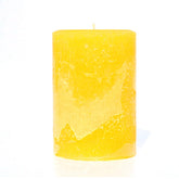 Still Water Candles yellow gold pillar candle 3x4 rustic texture