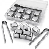 Stlavegos 16 Pack Metal Ice Cubes with portable storage box