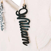 Stockings Name Tags in Walnut Wood finish for Christmas stockings