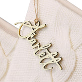 Stockings Name Tags wooden tag front view