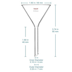 StonyLab borosilicate glass funnel 50mm diameter close up