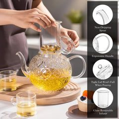 Crabapple pattern design with ultra-wide handle for easy pouring