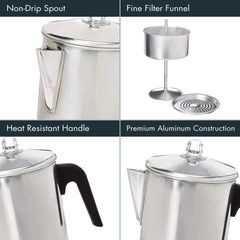 Stovetop percolator brewing coffee for home use Primula Today