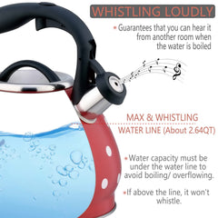 Stovetop whistling kettle with ergonomic handle