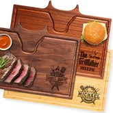 Straga Texas BBQ cutting board 17x12 inches walnut with bull head engraving