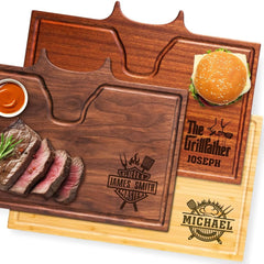 Straga Texas BBQ cutting board 17x12 inches walnut with bull head engraving