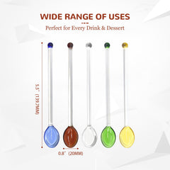 Straight handle handcrafted glass stirring spoons