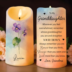 Straighten Your Crown Granddaughter LED candle 3x3.78 inches