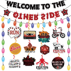 Stranger birthday decorations 71pcs banner set red and black theme