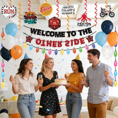 Two hanging banners included in Stranger Birthday Decorations