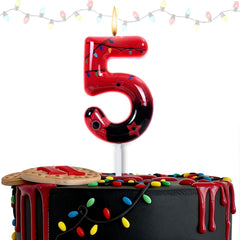 Stranger Theme Number 5 birthday cake candle topper