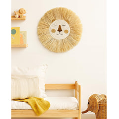 straw woven animal head wall decor lion