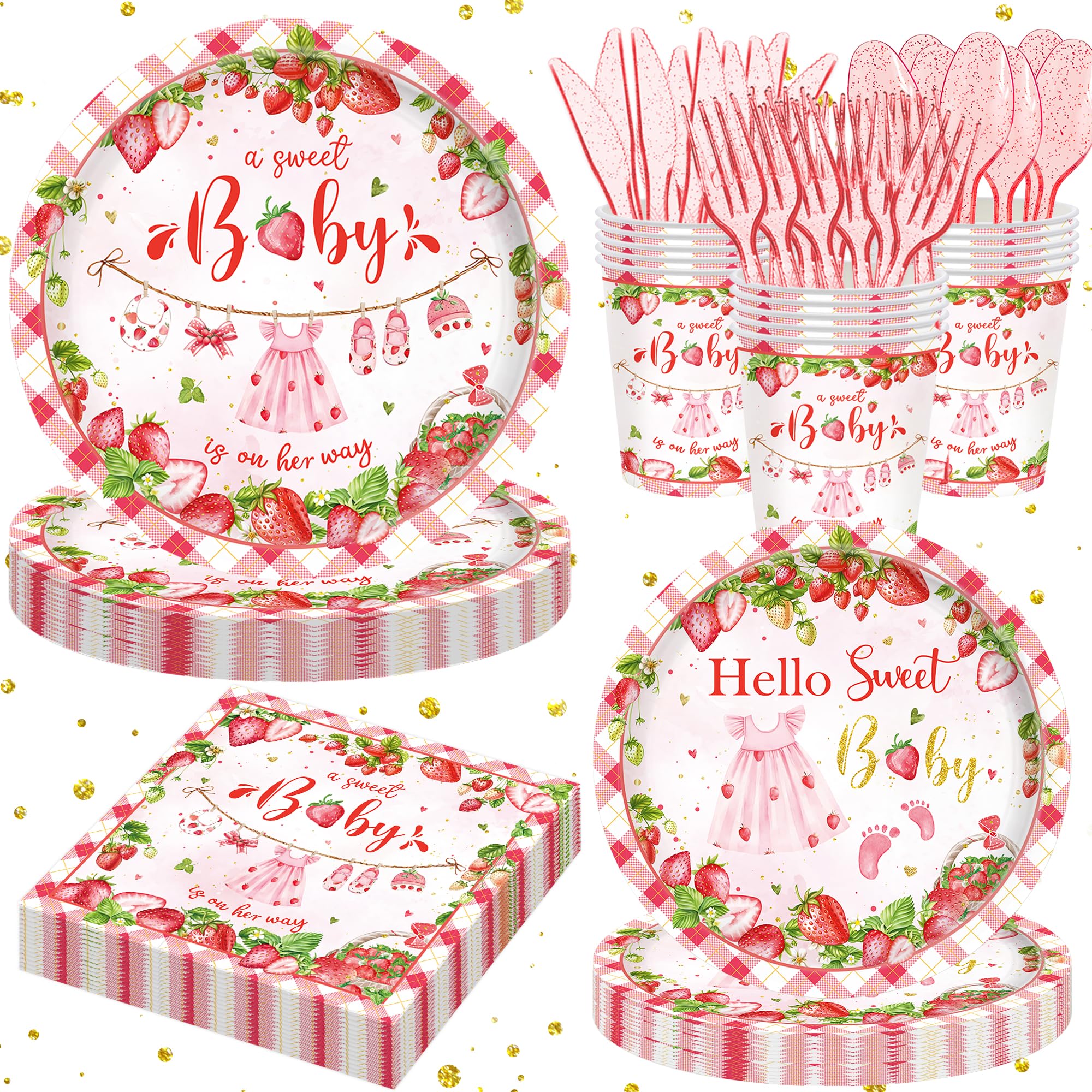 Strawberry baby shower decorations pink theme for girls