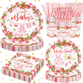 Strawberry baby shower decorations pink theme for girls