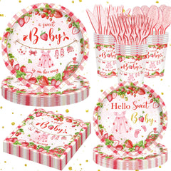 Strawberry baby shower decorations pink theme for girls