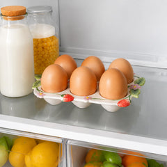 Rectangular ceramic egg tray with recessed slots