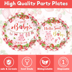 Strawberry pattern party tableware for birthday celebration
