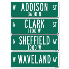 Streets of Wrigley Field replica street sign with authentic DOT fonts