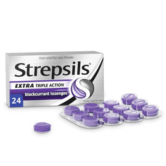 Strepsils triple action lozenges box flavor Blackcurrant