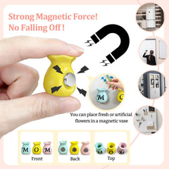 Magnetic back fridge decor with ceramic vases