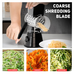 3-in-1 rotating food processor and vegetable slicer in use
