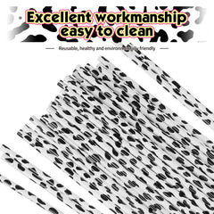 Black and white cow pattern straws