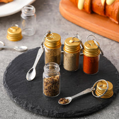 Leakproof aluminum lid on glass spice containers