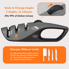 Sharpening angles 5 adjustable between 15 and 24 degrees