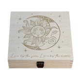 Sun and Moon Box wooden exterior with laser engraving