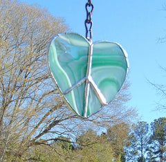 Sun catcher 3 inch square glass in green white mix
