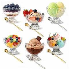 5oz Sundae Glass Dessert Cup Set tulip design bowls