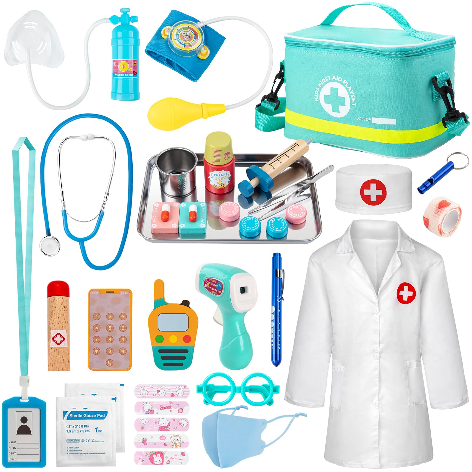 Sundaymot doctor kit for kids with coat and stethoscope