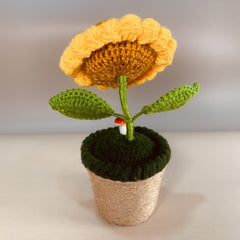 Sunflower crochet ornament for potted decoration and decor