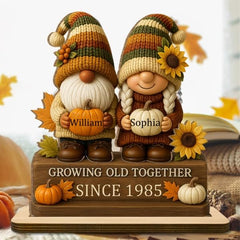 Gnome couple with sunflowers and pumpkins design