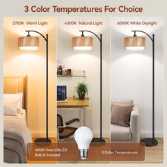 SUNMORY arc floor lamp with fabric shade