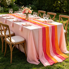 Sunset party decorations table runner cloth pink and orange colors