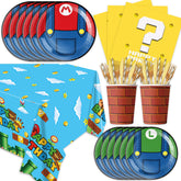 Super Brother party tableware set cartoon game plates and napkins