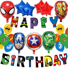 Super Hero Birthday Decorations kit with balloons and banner