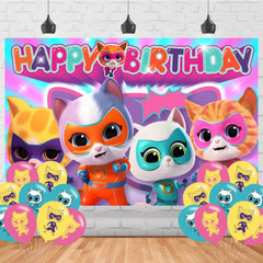 Backdrop banner for Super Kitties Cat Birthday party 5x3ft
