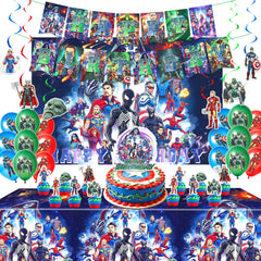 Super Theme Hero Birthday Supplies banner and backdrop