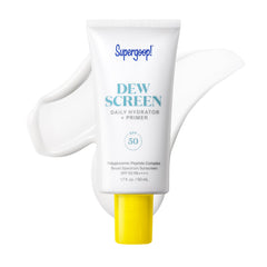 Front view of Supergoop Dewscreen Daily Hydrator Primer SPF 50 bottle
