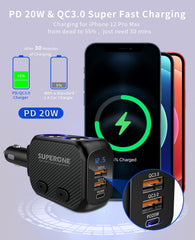 Dual socket USB-C car charger side design
